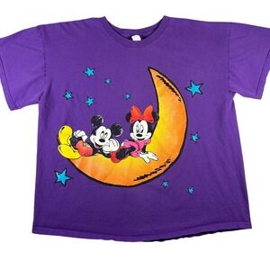 VINTAGE 90s Mickey Unlimited Minnie Mouse Moon Stars Purple T-Shirt Women's 1X